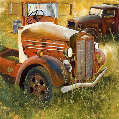 Old Mack Trucks - Oil on Canvas by William C. Turner