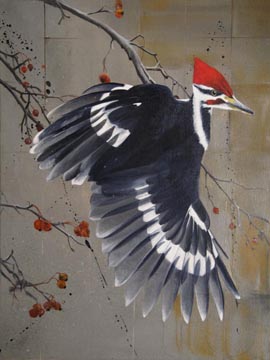 Pileated Woodpecker - Oil on Canvas by William C. Turner