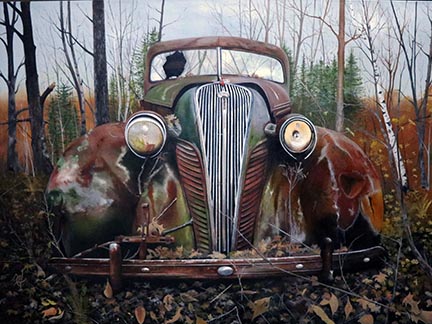 Painting of an old rusty hudson terraplane